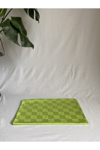 Eyse Shop Ipeksi Dama Desen Jakar Şal Fıstık Yeşili