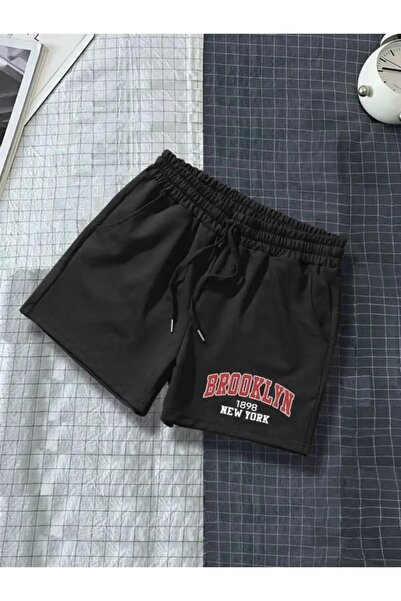 trendgar Μαύρο σορτς Brooklyn Printed