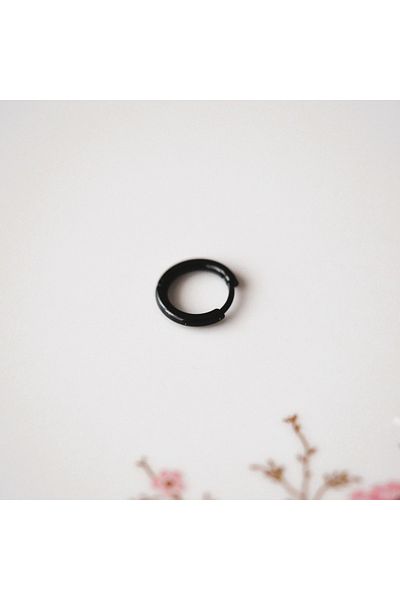 Heppii Men's Surgical Steel Hoop Earrings Black Color 13 Mm