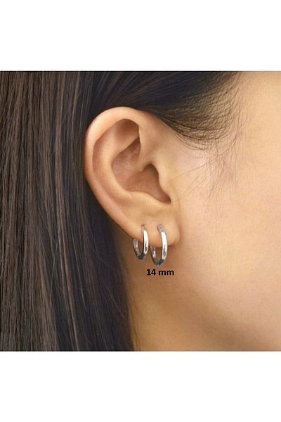 Heppii 14 Mm Surgical Steel Hoop Earrings Silver Colored