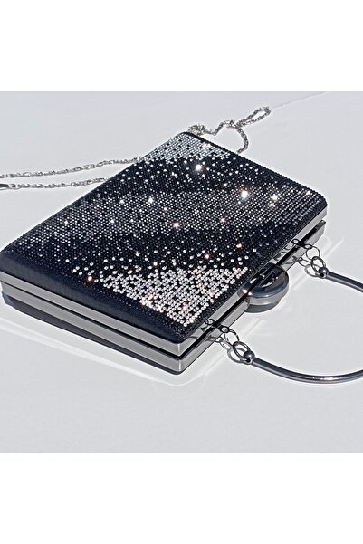 Şarra Gossi Women's Bag Stoned Black Evening Bag Silver Stoned Evening Bag Ev...