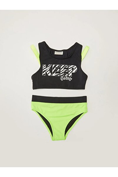 LC Waikiki Printed Girl's Bikini Made of Flexible Fabric
