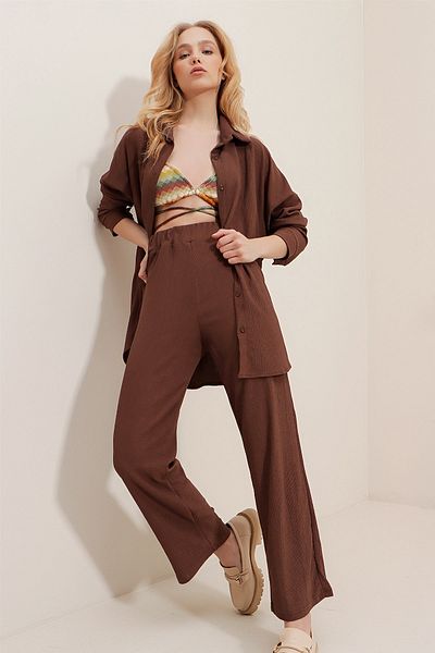Trend Alaçatı Stili Shirt - Brown - Relaxed fit