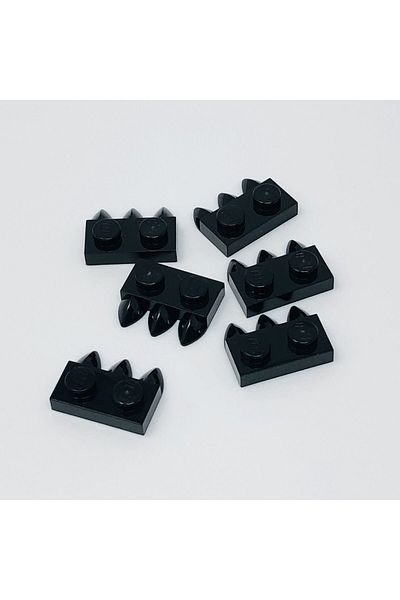 LEGO Original Accessory Custom Plate Modified 1 X 2 3-Piece Claw Tooth Black Flat Brick 4 Pieces Will Be Sent