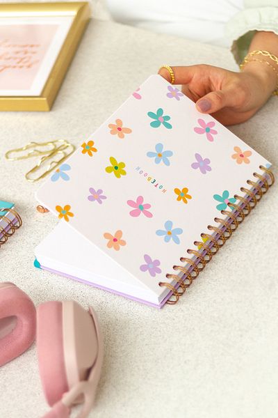 Matt Notebook A5 15x21 Cm Spiral Elasticated 2-Piece Undated Notebook Set 1 Squared 1 Lined