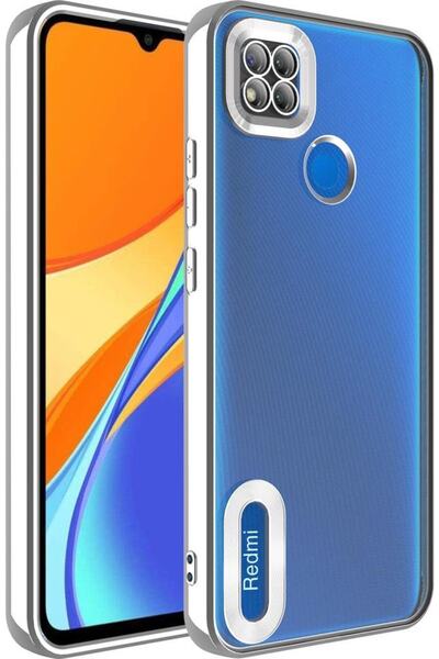 Case 4U Redmi 9c Kılıf Kamera Lens Korumalı Şeffaf Renkli Logo Gösteren Parla...