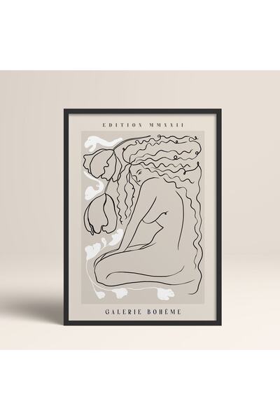 HOMEPACK Crna slika u drvenom okviru, uokviren poster, umetnički moderni zidn...