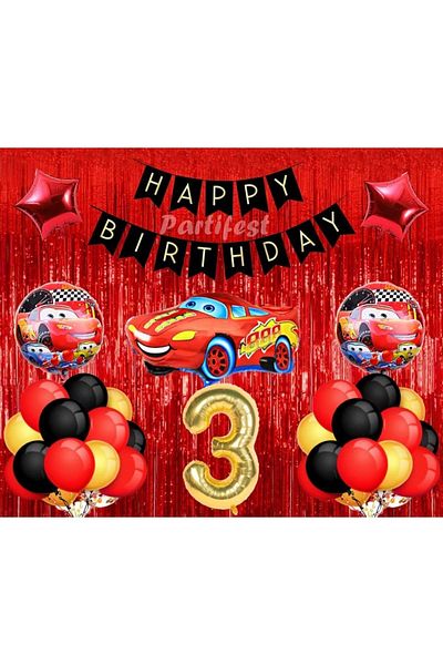 Parti Station Cars 3 Year Old Balloon Set Cars Concept Helium Balloon Set Lightning Mcqueen Birthday Set
