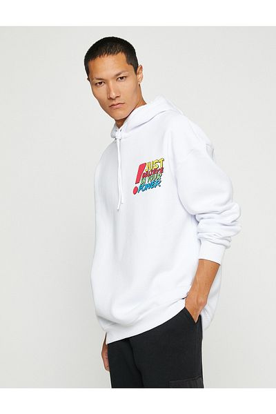 Koton Oversize φούτερ με στάμπα κορδέλα με κουκούλα