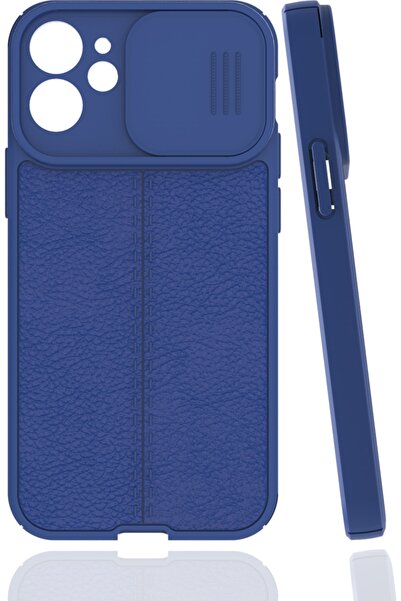 Case 4U Apple Iphone 12 Mini Kılıf Sürgülü Niss Slide Kamera Korumalı Deri Gö...