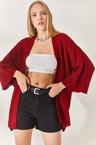 Olalook Kadın Bordo Yarasa Baharlık Hırka HRK-19000057