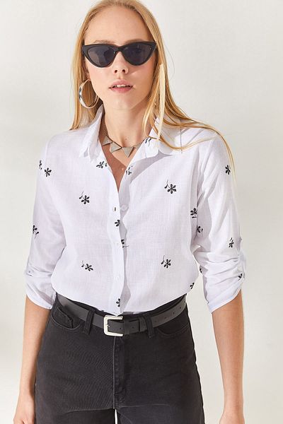 Olalook Little Ecru Black Sleeve Hajtogatott vászon ing GML-19000825