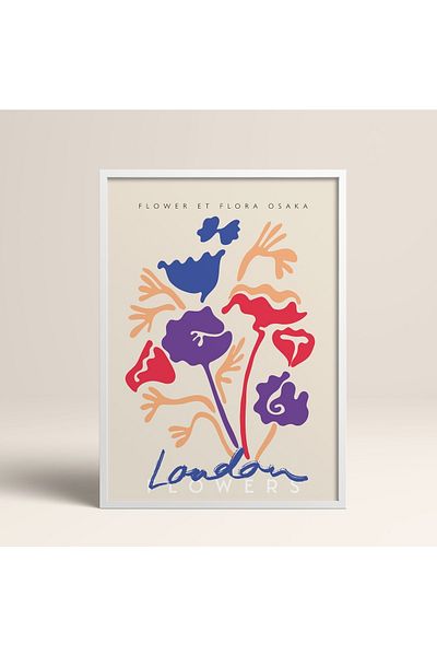 HOMEPACK Tablou cu rame din lemn alb Poster cu rame Decor artistic modern de perete (ABSTRACT60-WHITE-40X60)