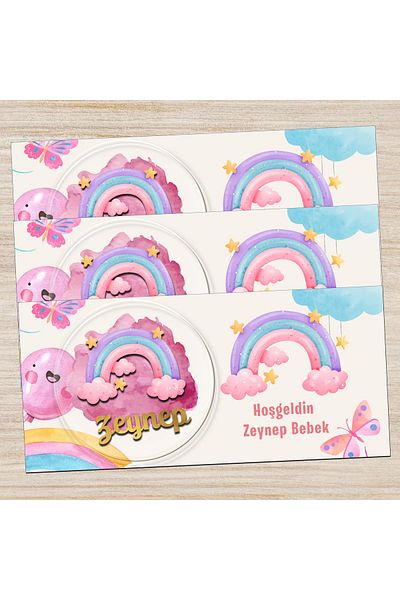 GRAFİLLİ DESİGN Transparent Plexiglass Baby Birthday Magnet with Embossed Figure Card 10 Pieces