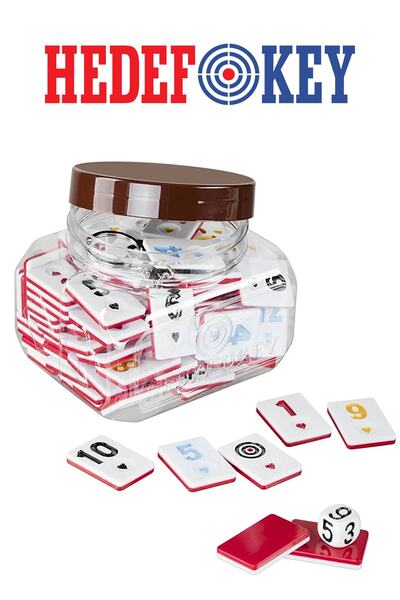 Hedef Çift Renkli Okey Taşı ( Kırmızı - Beyaz )