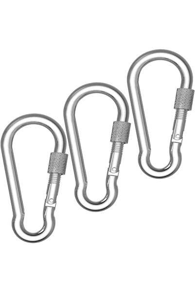 Genel Markalar Karabina 5 Adet Vidalı Yaylı Kanca Kilitli Anahtarlık Tırmanış...
