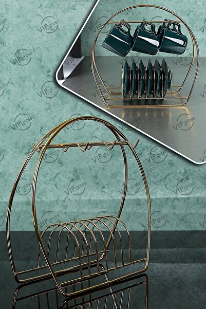 vipgross Gold Oval Kupa Ve Fincan Askılığı Standı