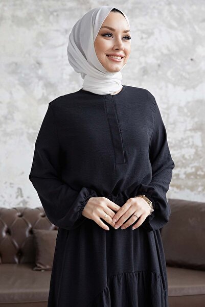 InStyle Merya Tunnel Belted Soft Ayrobin Dress - Black