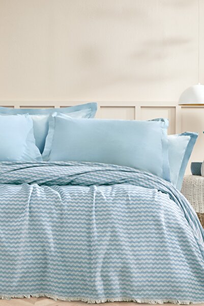 Yataş Gwen Tek Kişilik Pike Takımı - Buz Mavisi