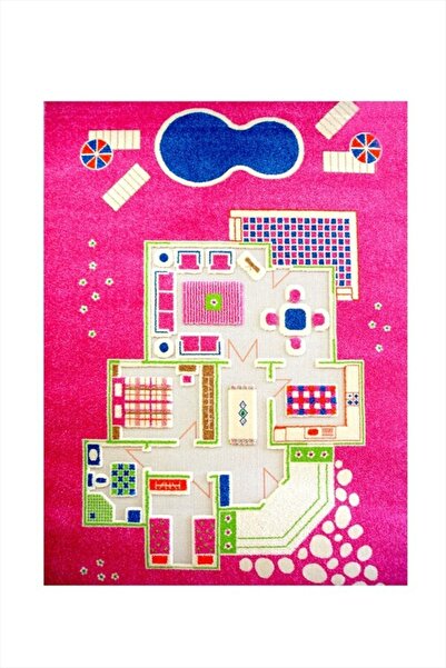 İVİ 134 x 200 cm Pembe Evcilik 3 Boyutlu Oyun Halısı 121MD015PE13183