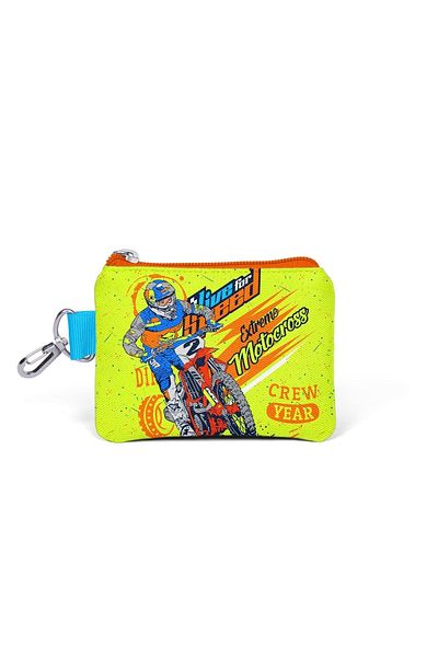 Coral High Kids Highlighter Yellow Saks Motorcycle Patterned Coin Bag 21842