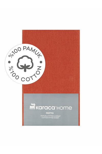 Karaca Home Motto Combed Cotton Fitted Double Bed Sheet 160x200+30 Cm Orange