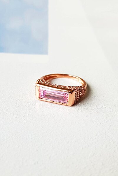 MorMajor Silver Ithal Pembe Zirkon Taşlı Gümüş Yüzük