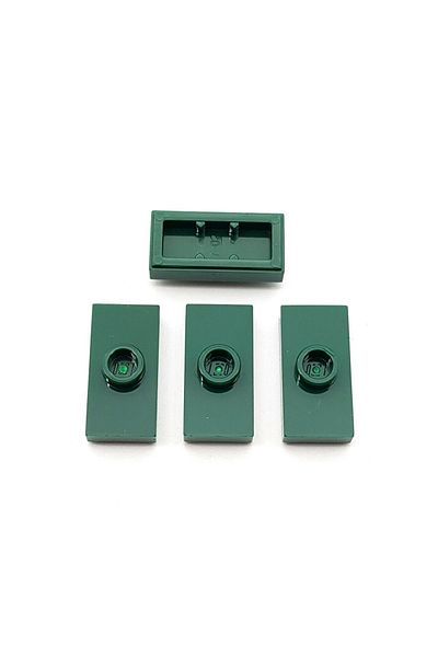LEGO Original Accessory Plate Modified 1 X 2 Jumper Dark Green Flat Tile Brick 4 Pieces Will Be Sent