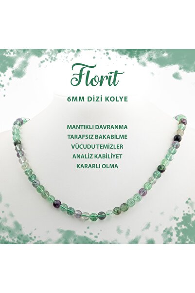 Deniz Doğal Taş قلادة من الحجر الطبيعي بتصميم فلوريت أخضر معتمد مقاس 6 مم