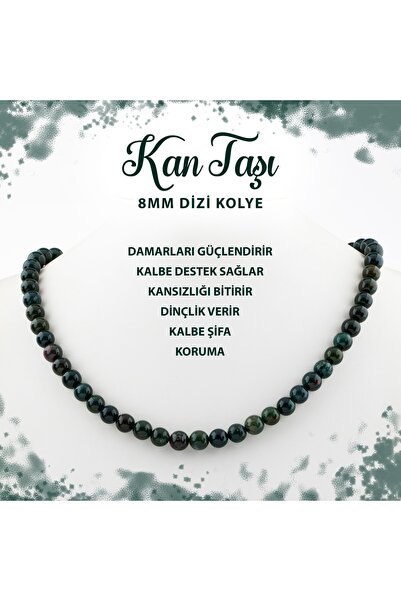 Deniz Doğal Taş Sertifikalı Kan Taşı 8 Mm Dizi Doğal Taş Kolye