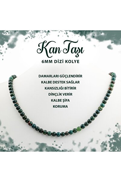 Deniz Doğal Taş Sertifikalı Kan Taşı 6 Mm Dizi Doğal Taş Kolye