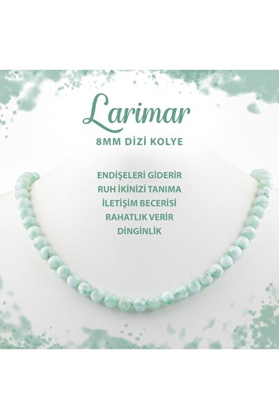 Deniz Doğal Taş Sertifikalı Yeşil Larimar 8 Mm Dizi Doğal Taş Kolye