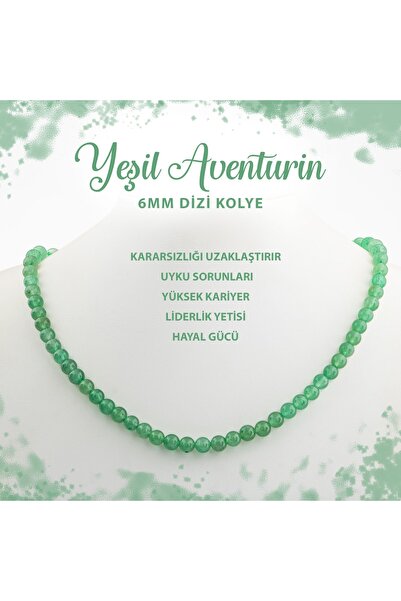Deniz Doğal Taş قلادة من الحجر الطبيعي بتصميم أفينتورين أخضر معتمد مقاس 6 مم