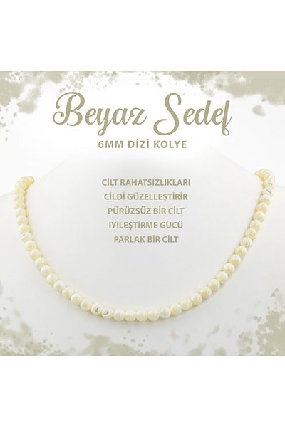 Deniz Doğal Taş قلادة من اللؤلؤ الأبيض المعتمد مقاس 6 مم من الحجر الطبيعي