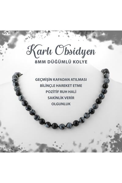 Deniz Doğal Taş قلادة من حجر السج الثلجي المعتمد مقاس 8 مم من الحجر الطبيعي