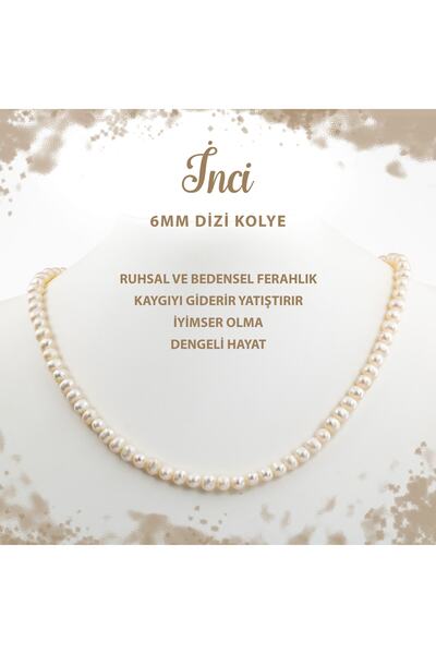 Deniz Doğal Taş Sertifikalı Inci 6 Mm Dizi Doğal Taş Kolye