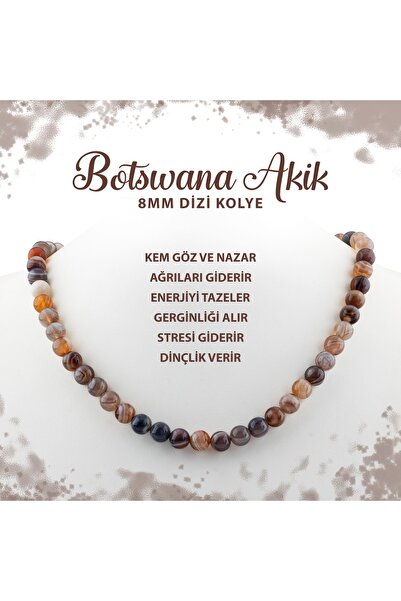Deniz Doğal Taş قلادة من الأحجار الكريمة الطبيعية المعتمدة من Botswana Aki 8 مم