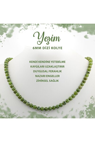 Deniz Doğal Taş Sertifikalı Yeşim 6 Mm Dizi Doğal Taş Kolye