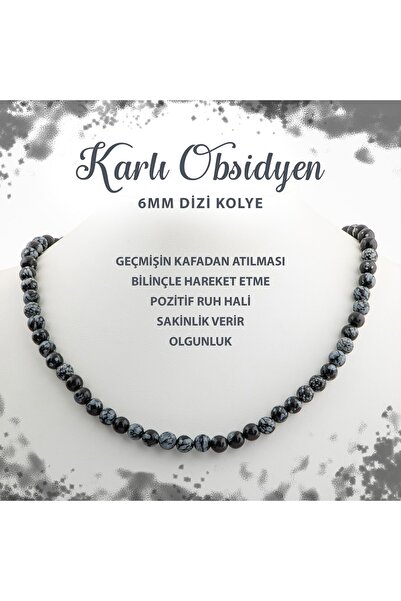 Deniz Doğal Taş قلادة من حجر السج الثلجي المعتمد مقاس 6 مم من الحجر الطبيعي