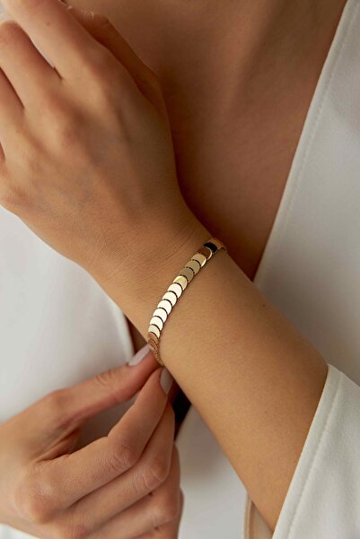 YAVUZ KUYUMCULUK 14 Ayar Altın Sıralı Pullu Bileklik