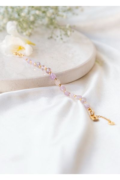 CHARMLUCKY Natural Amethyst Stone Bracelet