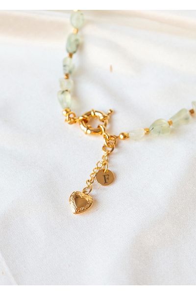 CHARMLUCKY Natural Prehnite Stone Necklace