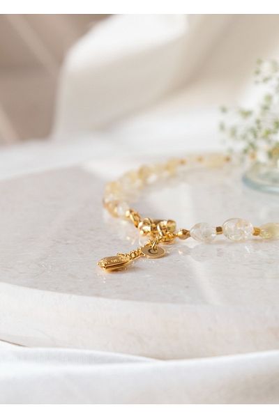 CHARMLUCKY Natural Citrine Stone Necklace