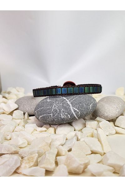Eva Takı Green Miyuki Tila Leather Rope Bracelet
