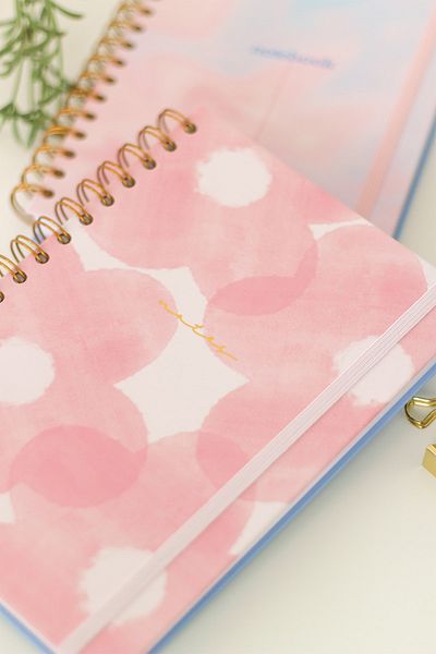 Matt Notebook A5 15x21 Cm Spiral Elasticated 2-Piece Undated Notebook Set 1 Squared 1 Lined