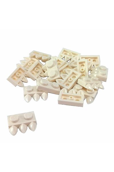 LEGO Original Accessory Custom Plate Modified 1 X 2 Triple Claw Teeth White Flat Brick 6 Pieces Will Be Sent
