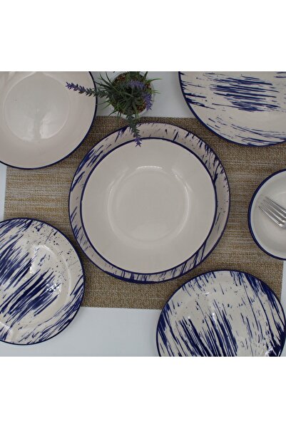 Arna Porselen Royal 8 Parça 2 Kişilik Yemek Takımı - Desenli Kobalt File