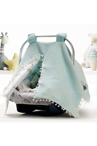 Babies Dream Stroller Cover Cushion and Sheet Made of 100% Cotton Pique and Muslin Fabric