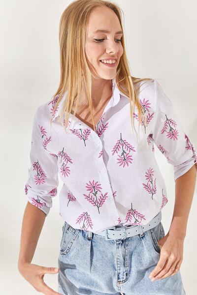 Olalook Szélrózsa fukszia ujjú hajtogatott vászon ing GML-19000825