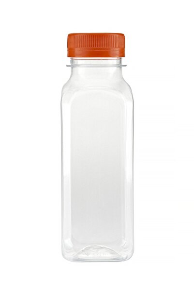 Güvenç Ambalaj 140 Adet - 300 ml Boş Şeffaf Köşeli Meyve Suyu Şişesi - Turunc...